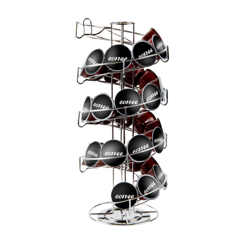 Restpresso Stainless Steel Coffee Pod / Capsule Holder - Revolving, Holds 35-50 K-Cups - 7" x 7" x 16 1/4" - 1 count box