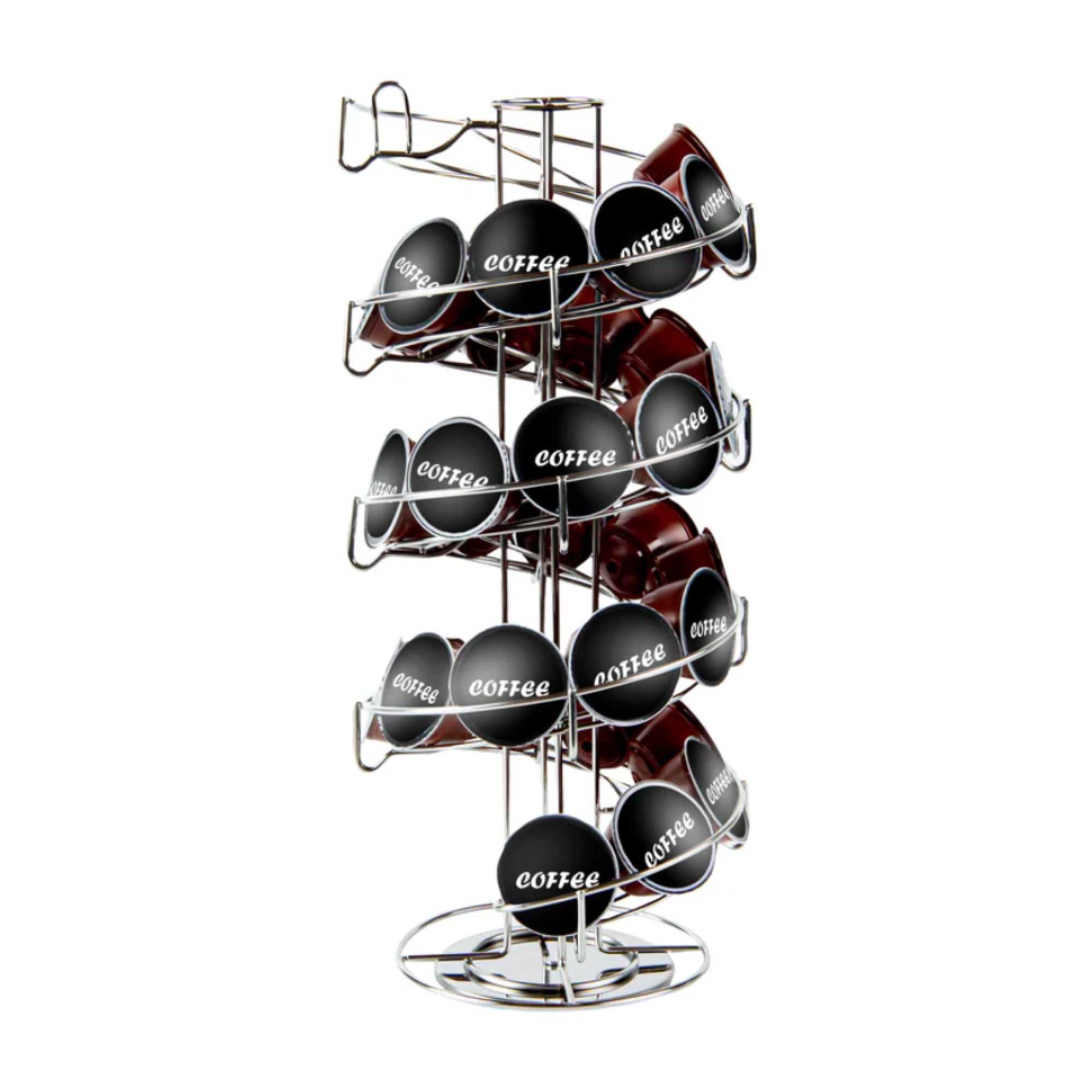 Restpresso Stainless Steel Coffee Pod / Capsule Holder - Revolving, Holds 35-50 K-Cups - 7" x 7" x 16 1/4" - 1 count box