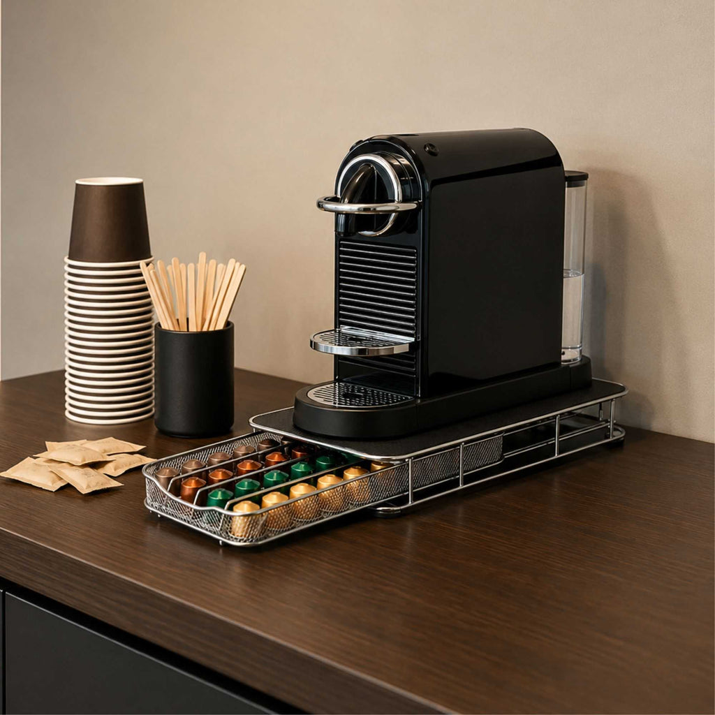 Restpresso Iron Coffee Pod / Capsule Storage Drawer - Holds 40 Nespresso Capsules - 14 3/4" x 7 1/4" x 2 1/2" - 1 count box