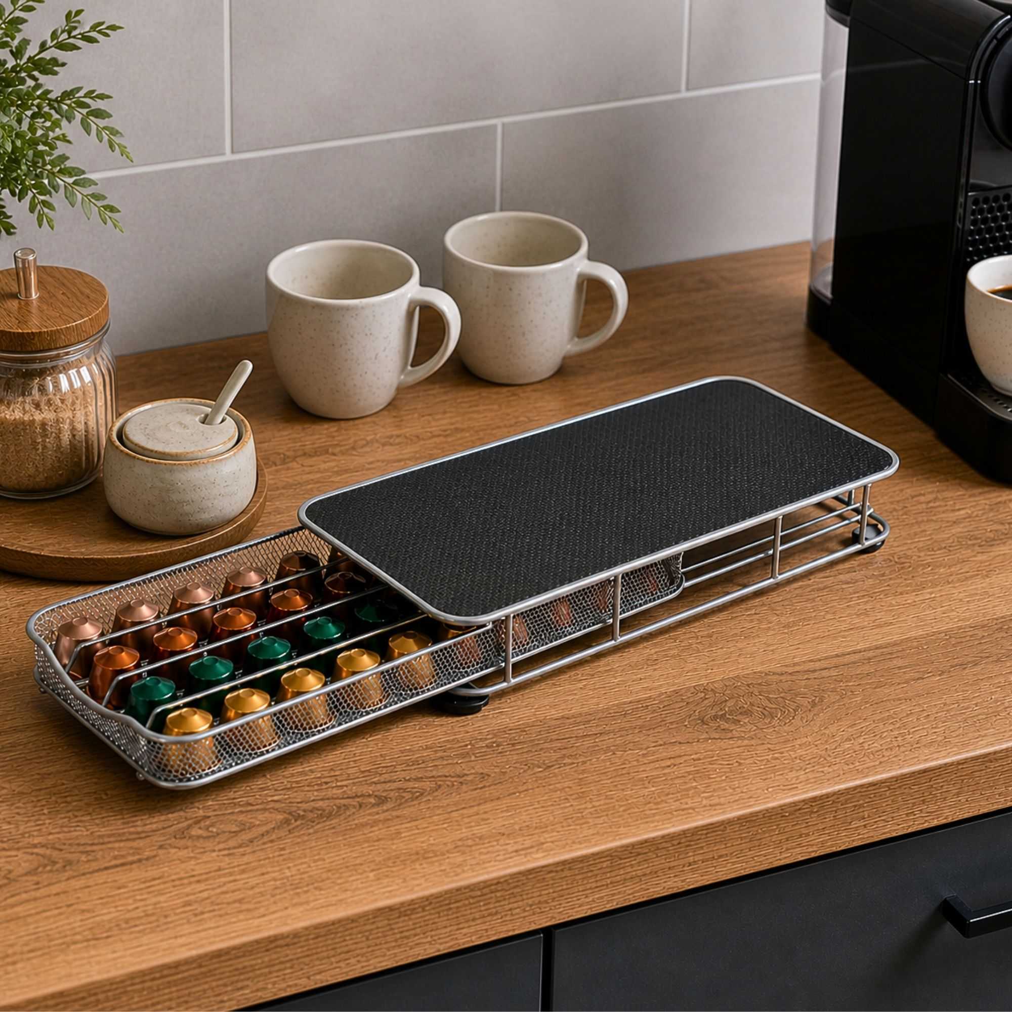 Restpresso Iron Coffee Pod / Capsule Storage Drawer - Holds 40 Nespresso Capsules - 14 3/4" x 7 1/4" x 2 1/2" - 1 count box