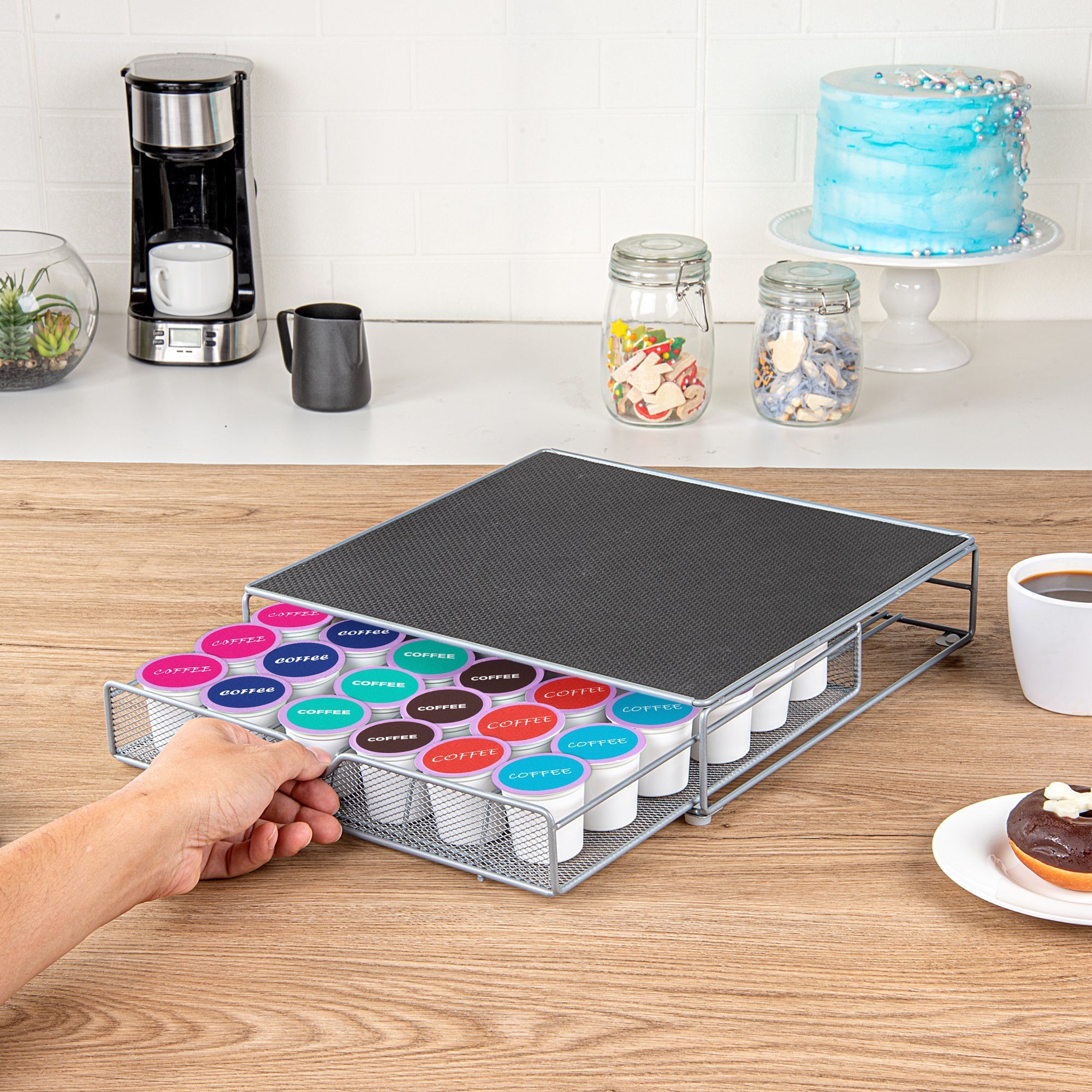 Restpresso Iron Coffee Pod / Capsule Storage Drawer - Holds 36 K-Cups - 13" x 12 1/4" x 3" - 1 count box