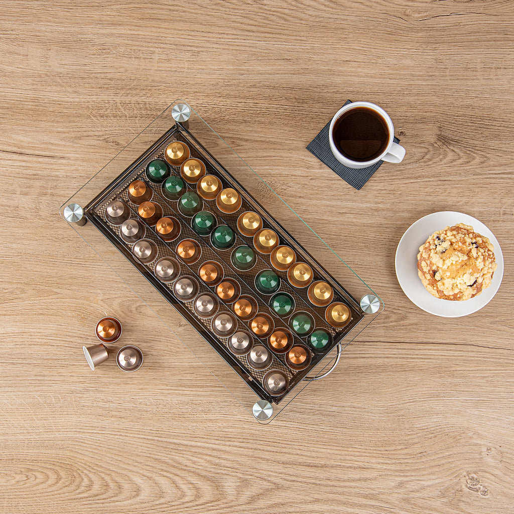 Restpresso Iron Coffee Pod / Capsule Storage Drawer - Holds 40 Nespresso Capsules - 16" x 9 1/4" x 2 3/4" - 1 count box