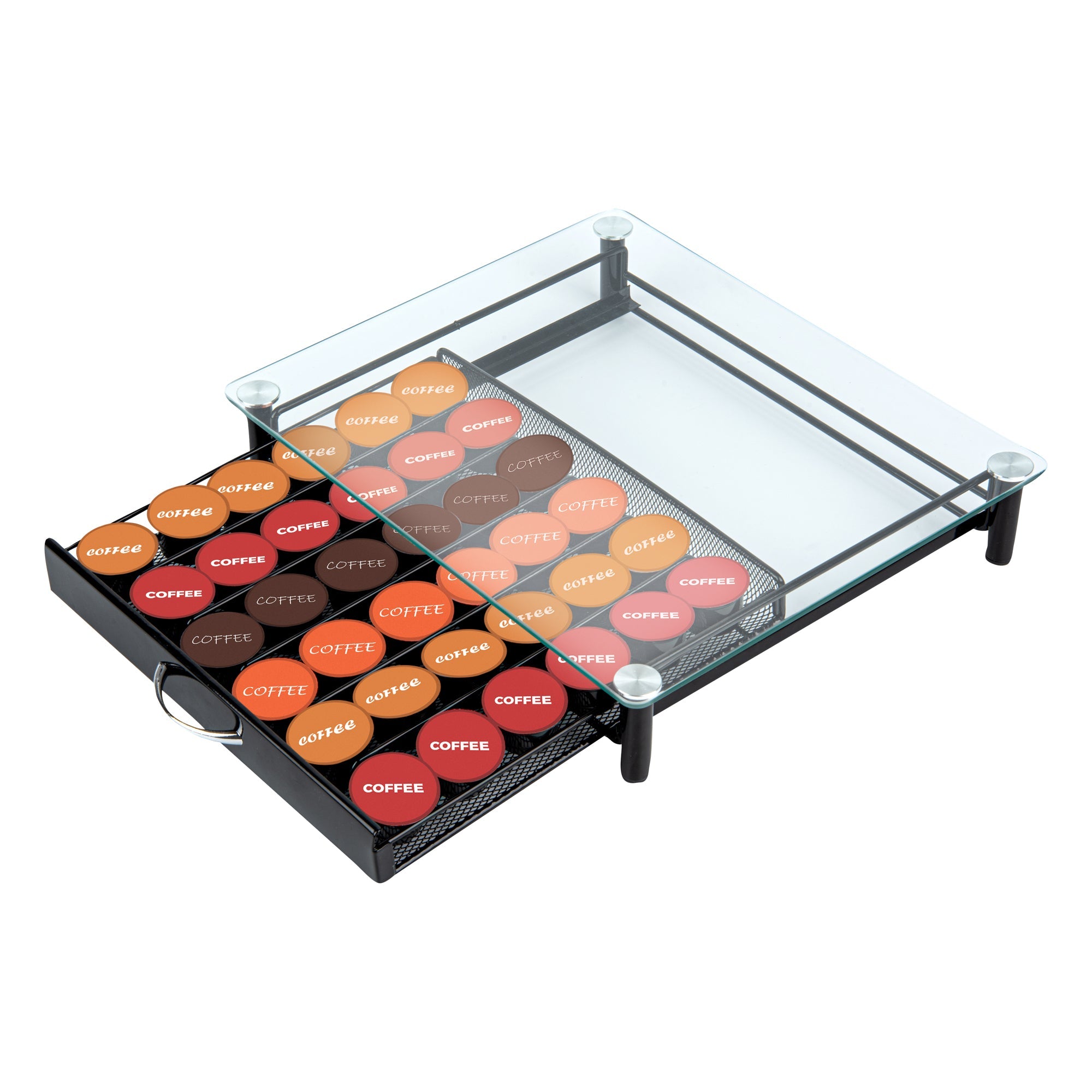 Restpresso Iron Coffee Pod / Capsule Storage Drawer - Holds 36 Caffitaly or Lavazza Capsules - 14 1/4" x 12 1/4" x 2 3/4" - 1 count box