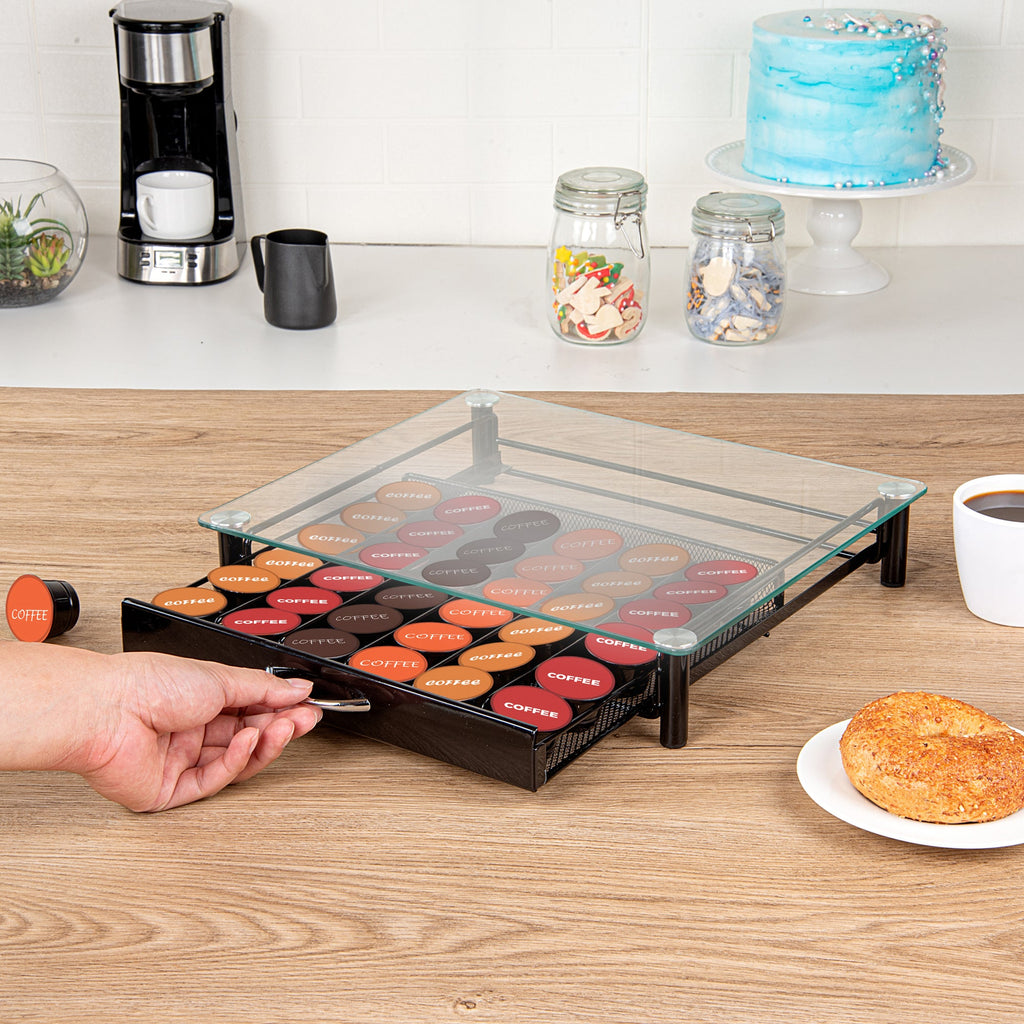 Restpresso Iron Coffee Pod / Capsule Storage Drawer - Holds 36 Caffitaly or Lavazza Capsules - 14 1/4" x 12 1/4" x 2 3/4" - 1 count box