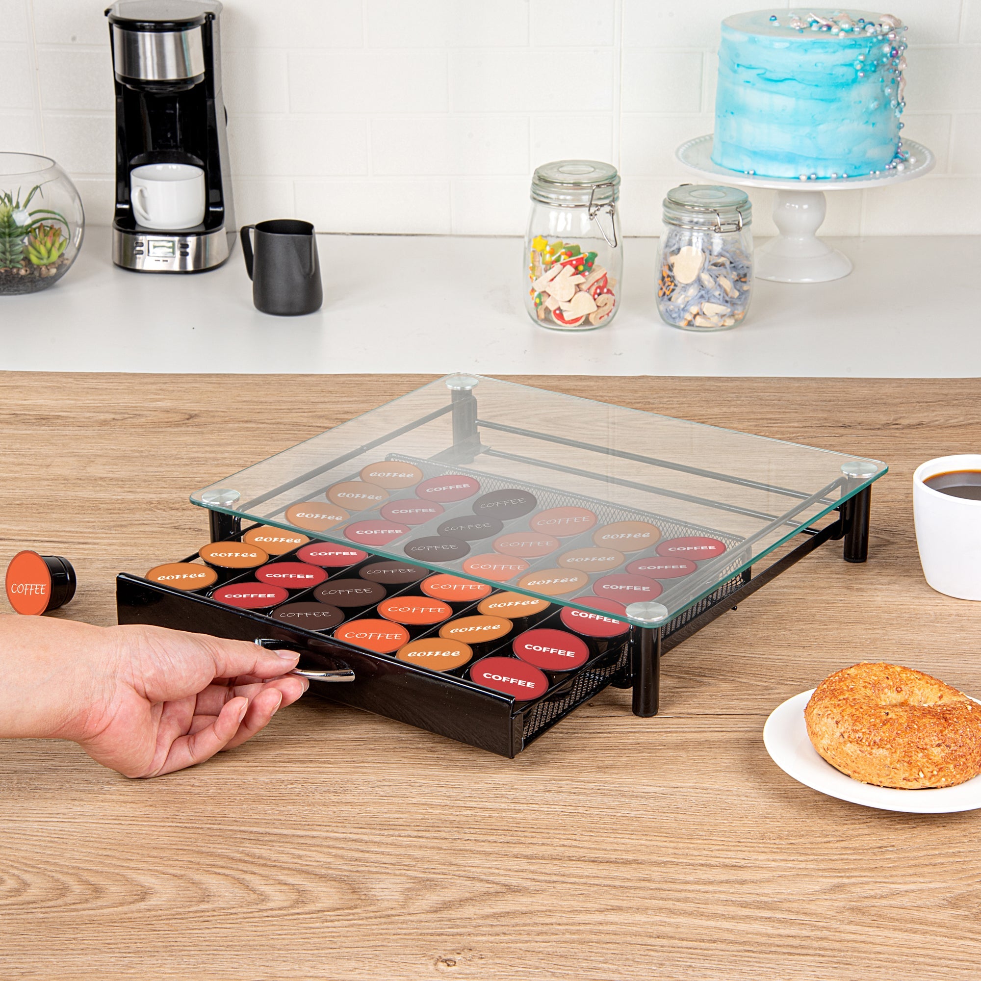 Restpresso Iron Coffee Pod / Capsule Storage Drawer - Holds 36 Caffitaly or Lavazza Capsules - 14 1/4" x 12 1/4" x 2 3/4" - 1 count box