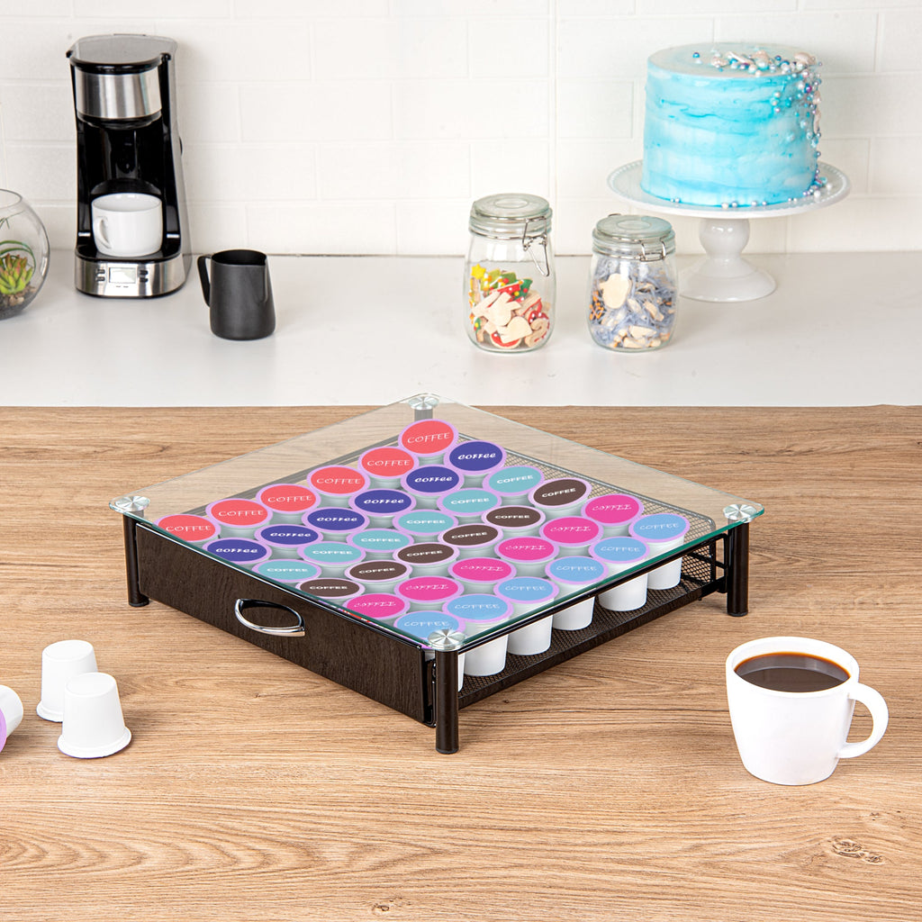 Restpresso Iron Coffee Pod / Capsule Storage Drawer - Holds 36 K-Cups - 15 1/4" x 13 1/2" x 3 1/4" - 1 count box