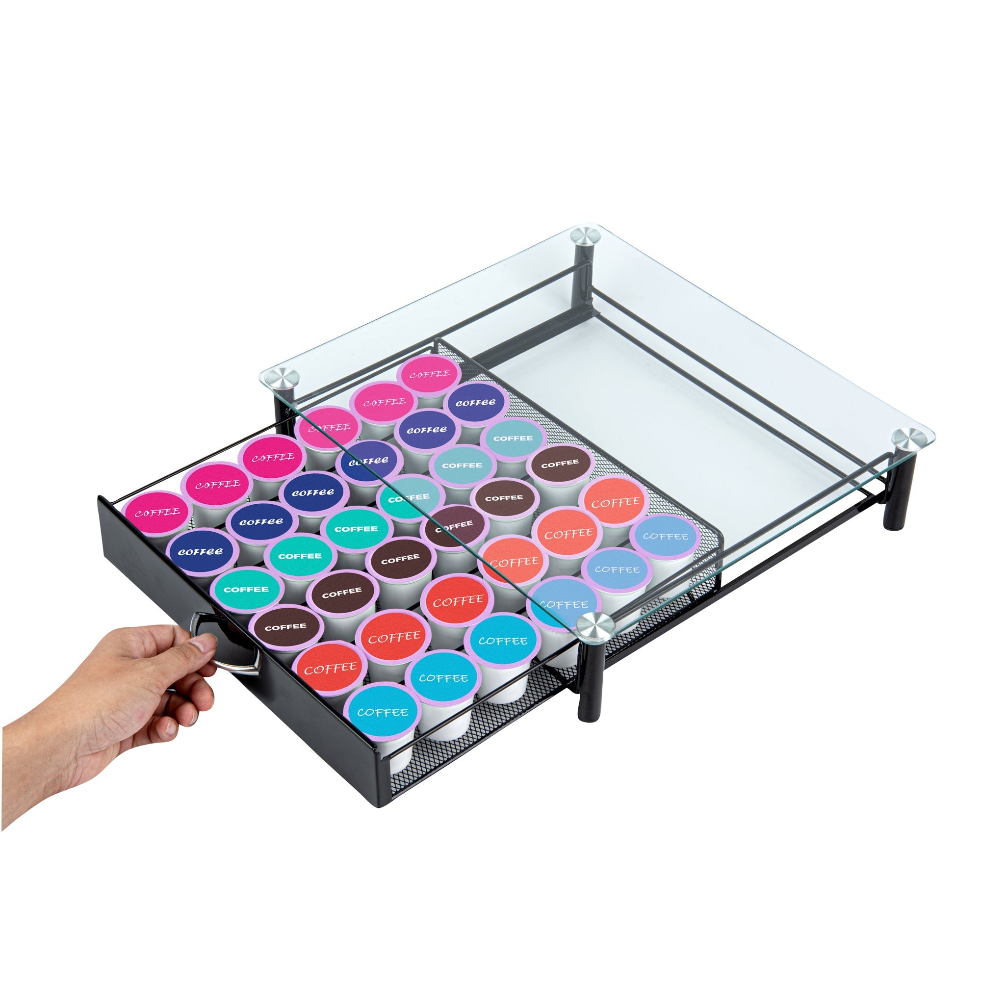 Restpresso Iron Coffee Pod / Capsule Storage Drawer - Holds 36 K-Cups - 15 1/4" x 13 1/2" x 3 1/4" - 1 count box