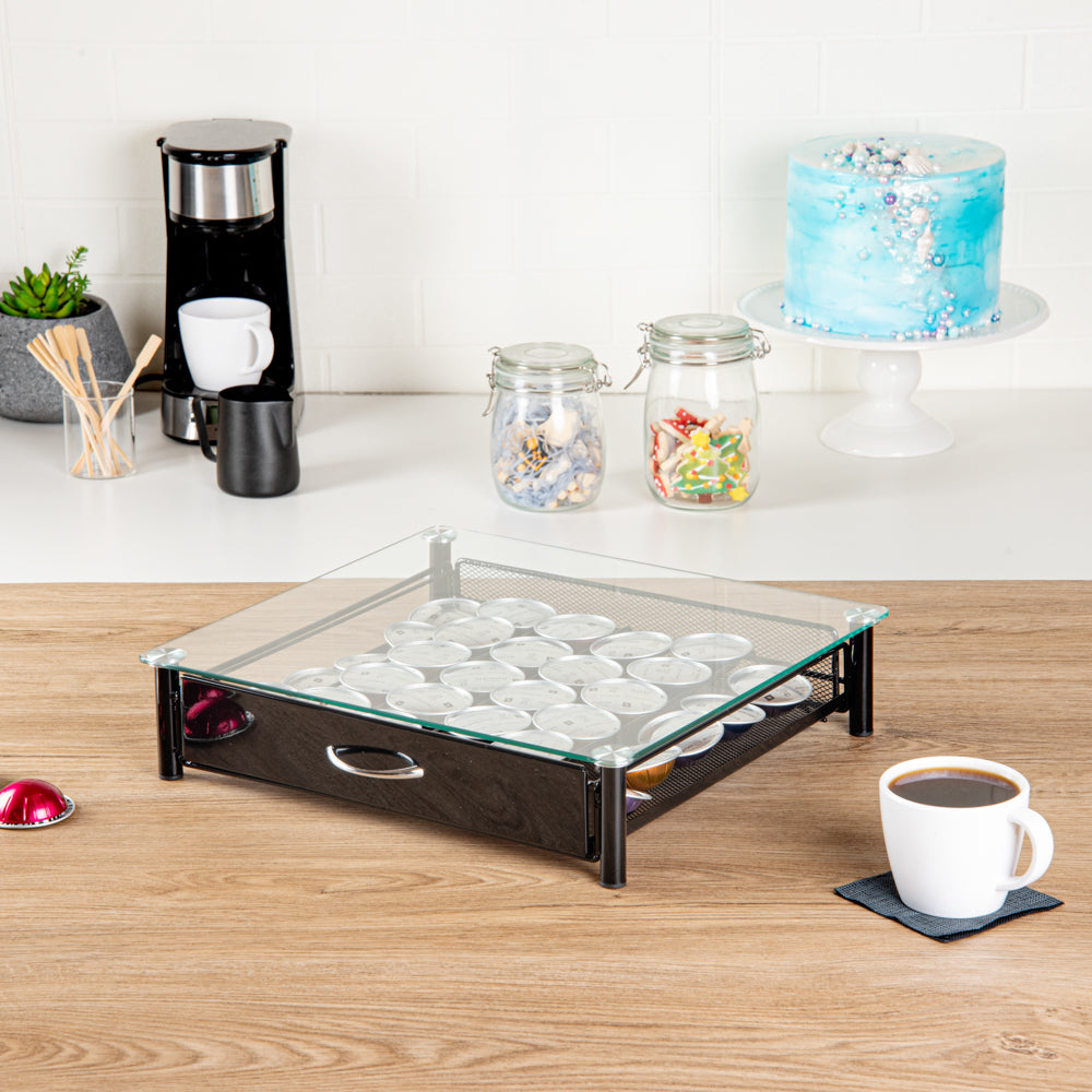 Restpresso Iron Coffee Pod / Capsule Storage Drawer - Holds 36 K-Cups - 15 1/4" x 13 1/2" x 3 1/4" - 1 count box