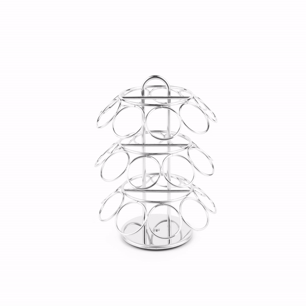 Restpresso Iron Coffee Pod / Capsule Holder - Revolving, Holds 27 K-Cups - 6 3/4" x 6 3/4" x 8 3/4" - 1 count box