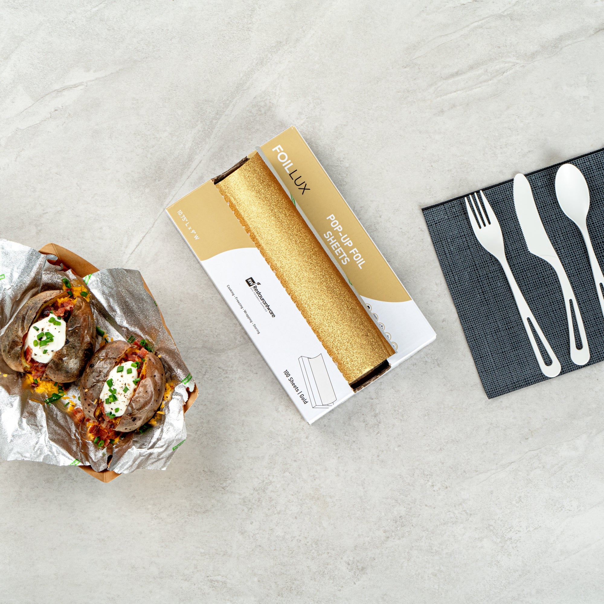 Foil Lux Foodservice Gold Aluminum Foil Pop-Up Sheet - Interfolded, Embossed - 10 3/4" x 9" - 2000 count box