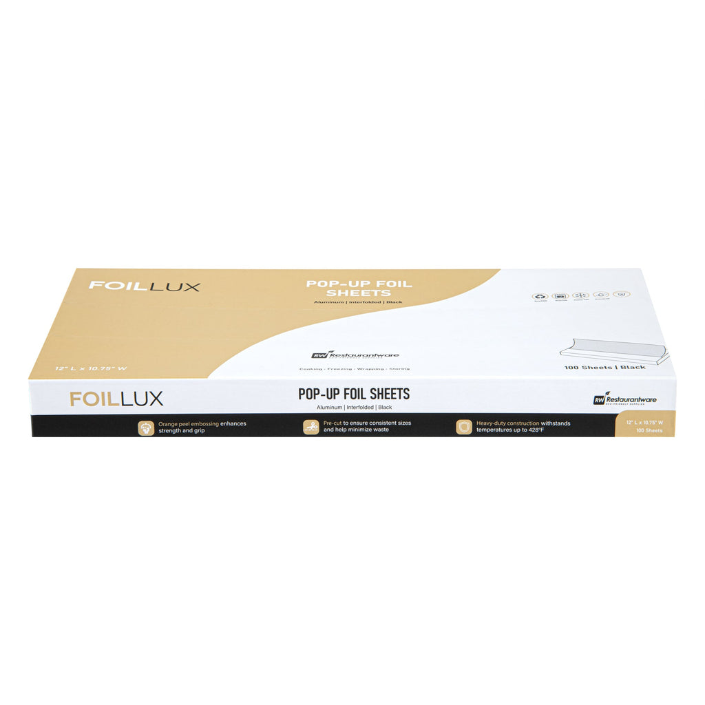 Foil Lux Foodservice Black Aluminum Foil Pop-Up Sheet - Interfolded, Embossed - 12" x 10 3/4" - 2000 count box