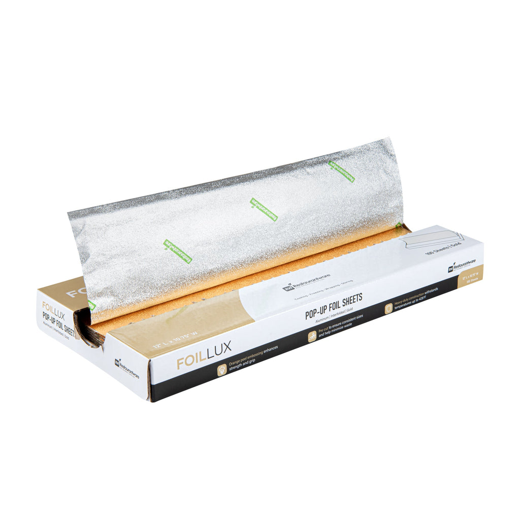Foil Lux Foodservice Gold Aluminum Foil Pop-Up Sheet - Interfolded, Embossed - 12" x 10 3/4" - 2000 count box