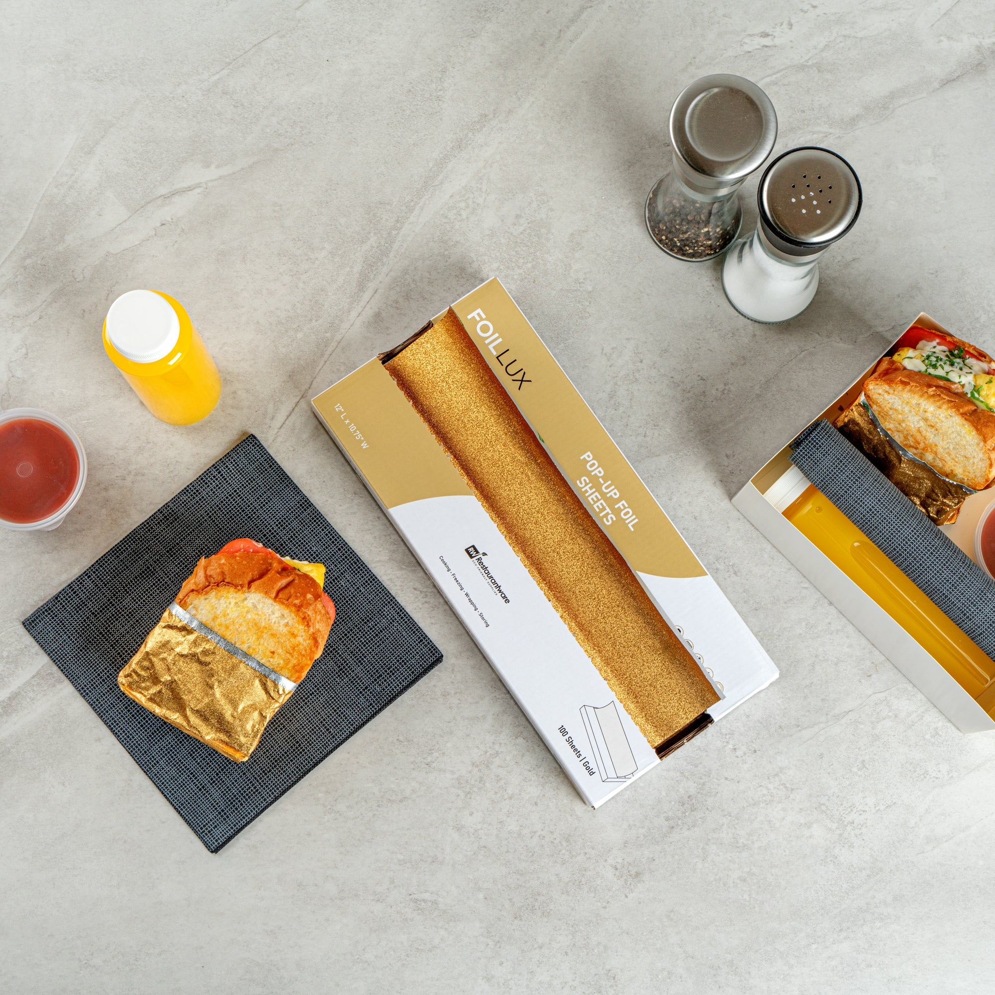 Foil Lux Foodservice Gold Aluminum Foil Pop-Up Sheet - Interfolded, Embossed - 12" x 10 3/4" - 2000 count box