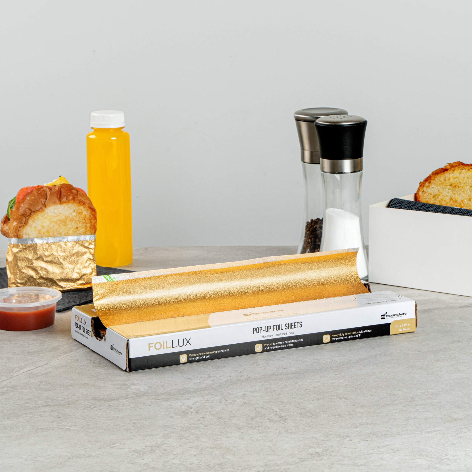 Foil Lux Foodservice Gold Aluminum Foil Pop-Up Sheet - Interfolded, Embossed - 12" x 10 3/4" - 2000 count box