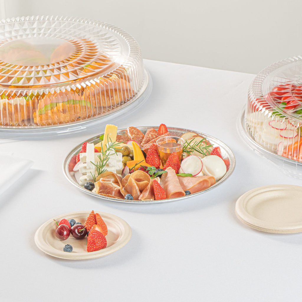 Foil Lux Round Aluminum Catering Tray - 12" - 10 count box