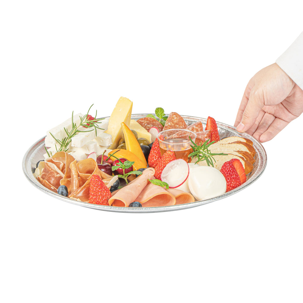 Foil Lux Round Aluminum Catering Tray - 12" - 10 count box