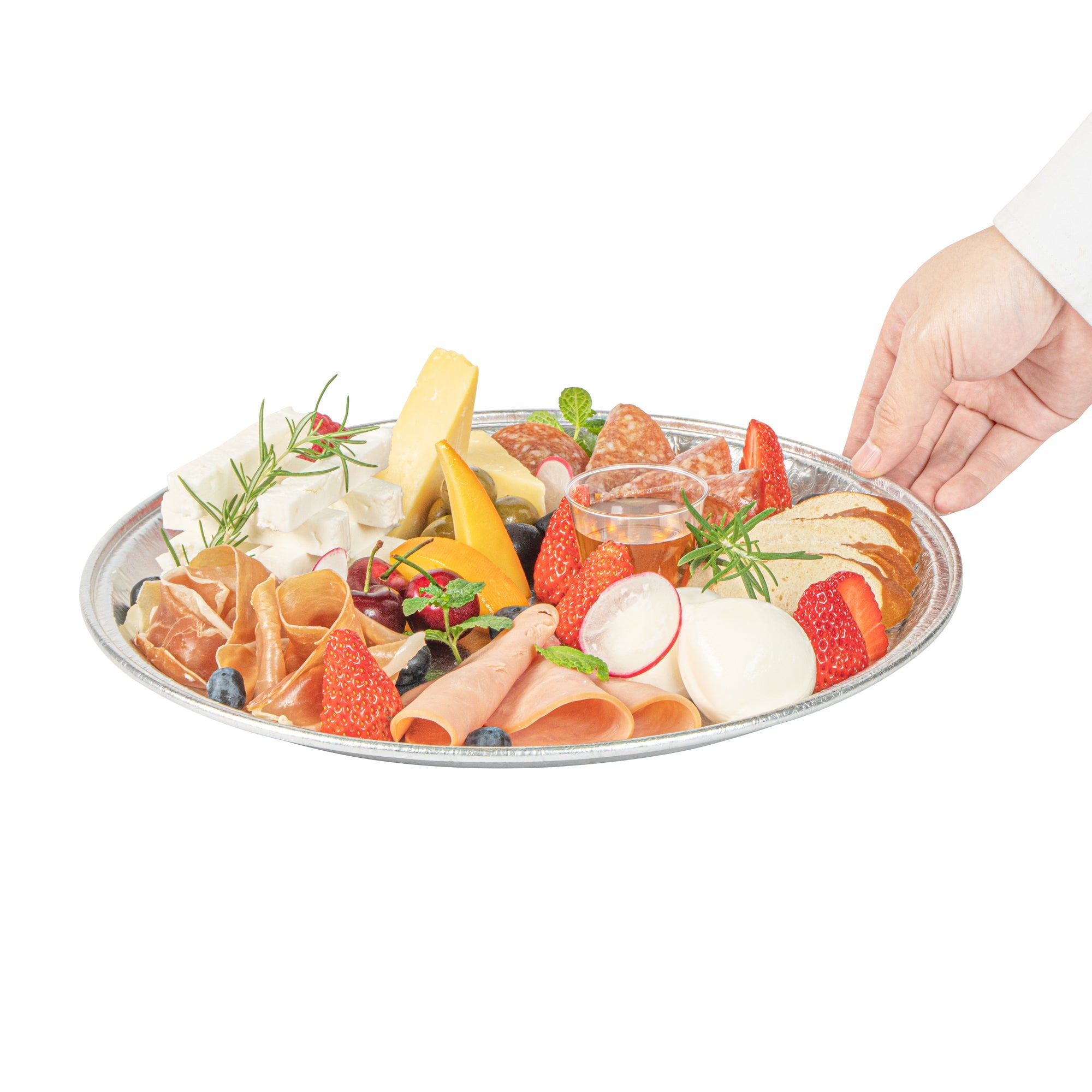 Foil Lux Round Aluminum Catering Tray - 12" - 10 count box
