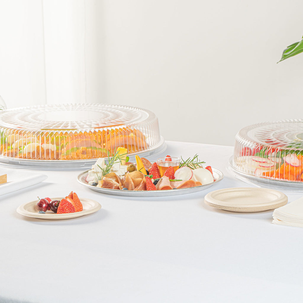 Foil Lux Round Aluminum Catering Tray - 12" - 10 count box