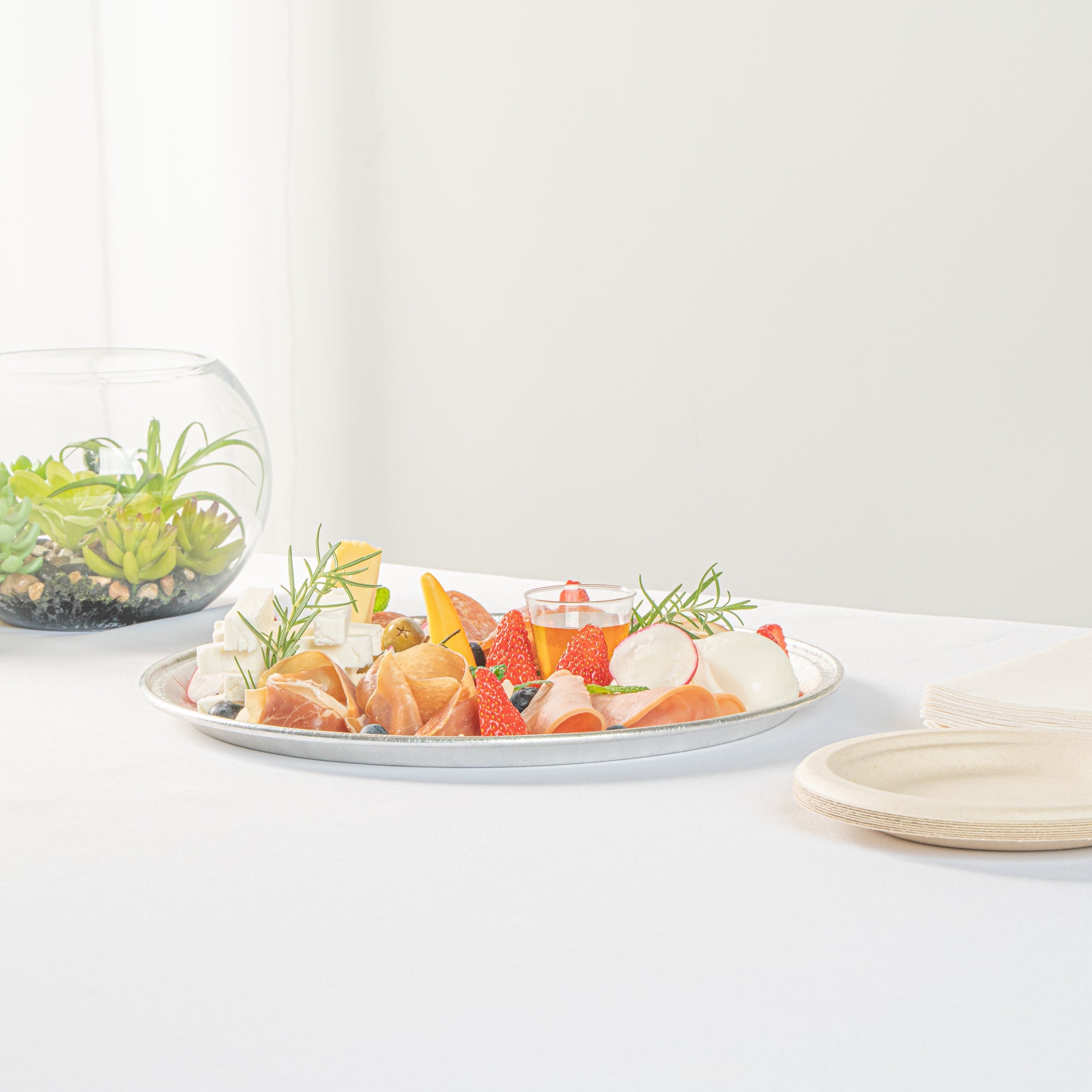 Foil Lux Round Aluminum Catering Tray - 12" - 10 count box