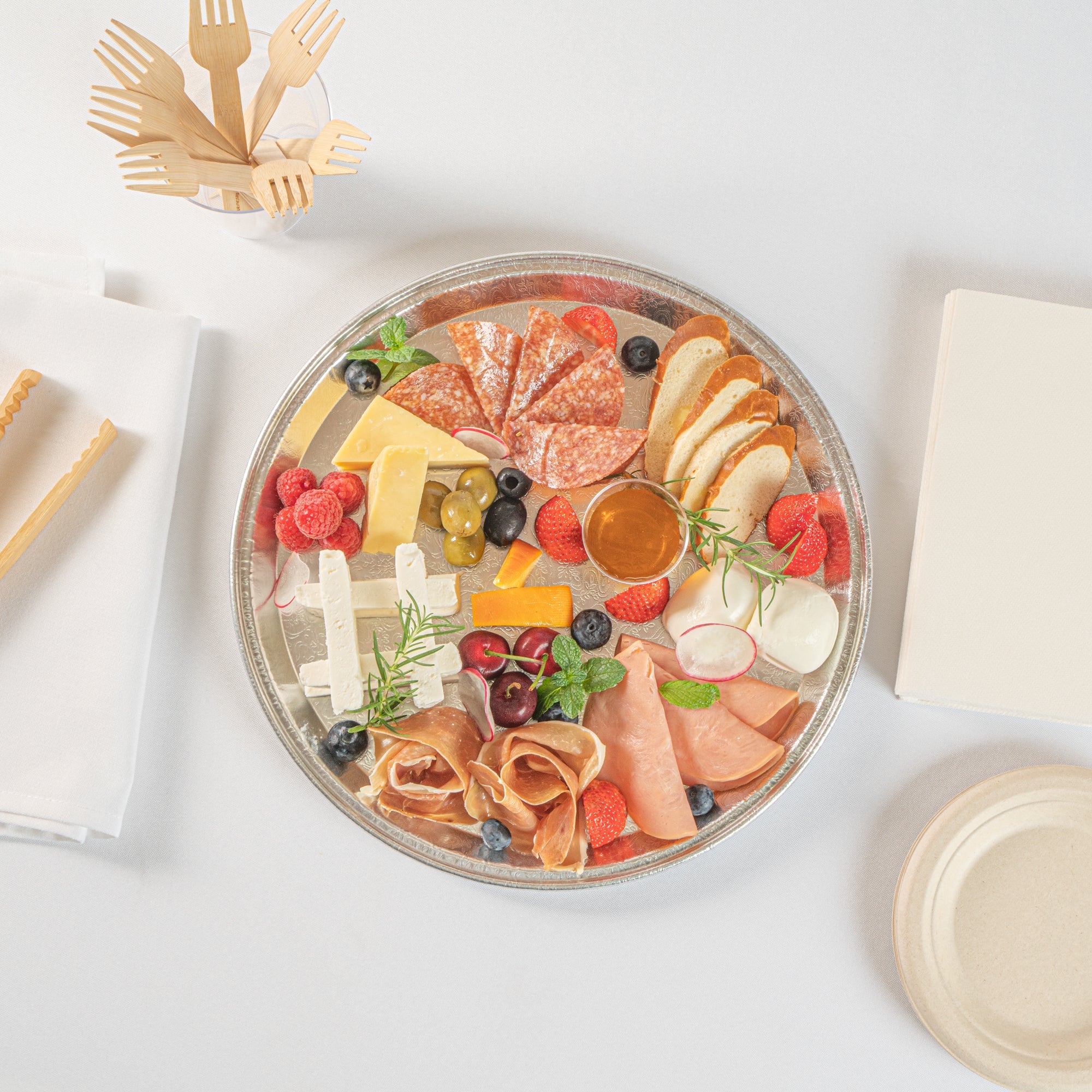 Foil Lux Round Aluminum Catering Tray - 12" - 10 count box
