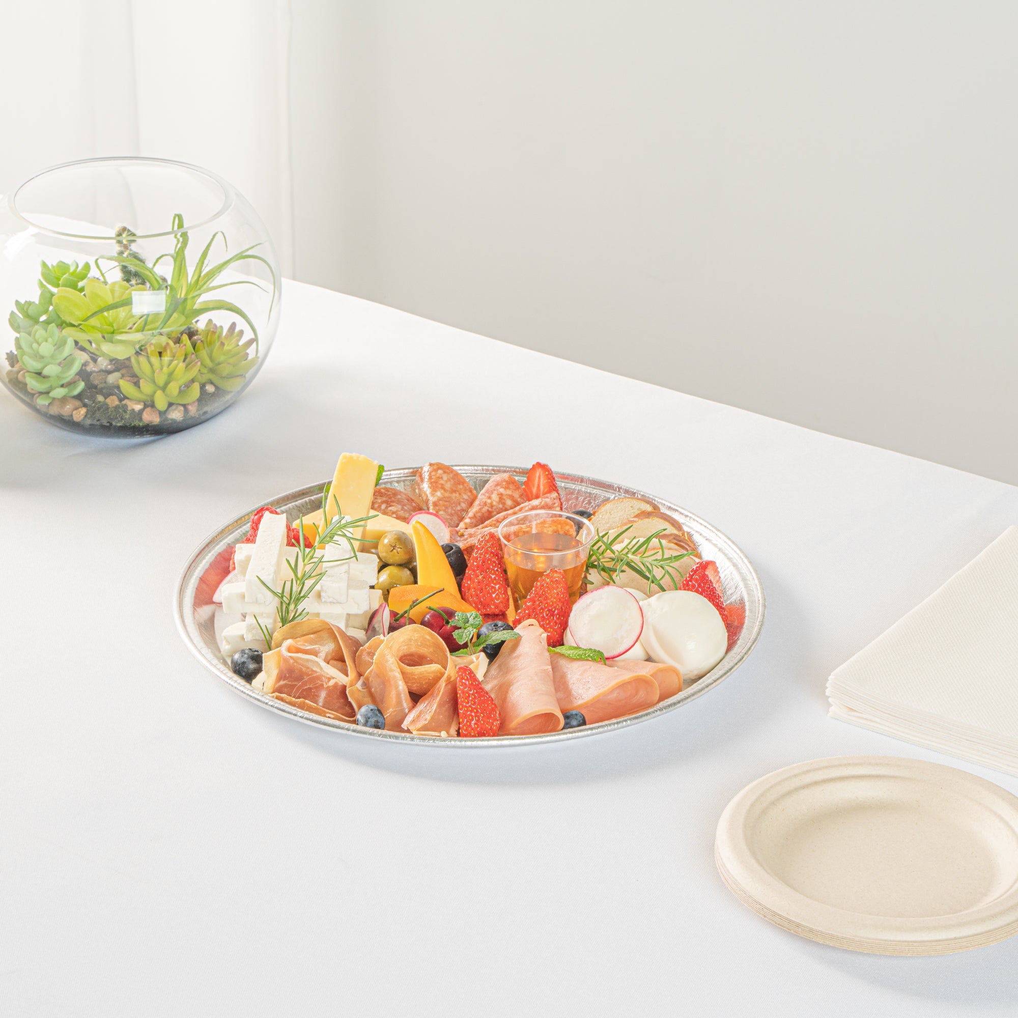 Foil Lux Round Aluminum Catering Tray - 12" - 50 count box