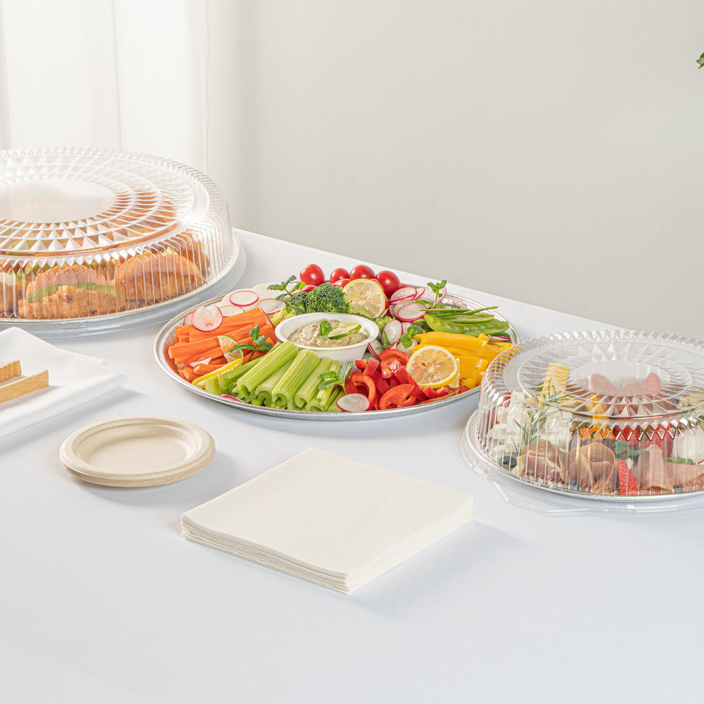 Foil Lux Round Aluminum Catering Tray - 16" - 20 count box