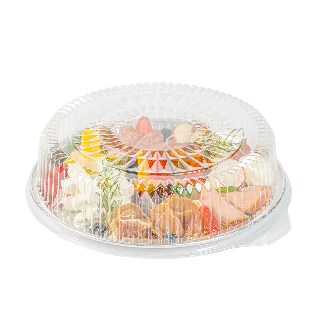 Foil Lux Round Clear Plastic Dome Lid - Fits 12" Catering Tray - 10 count box