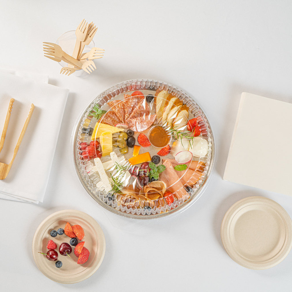 Foil Lux Round Clear Plastic Dome Lid - Fits 12" Catering Tray - 50 count box