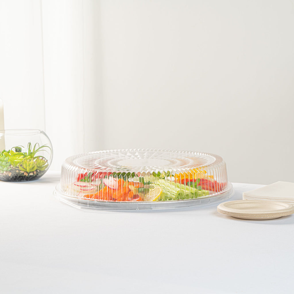 Foil Lux Round Clear Plastic Dome Lid - Fits 16" Catering Tray - 10 count box