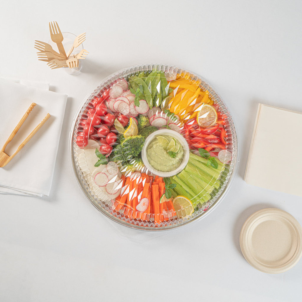 Foil Lux Round Clear Plastic Dome Lid - Fits 16" Catering Tray - 10 count box