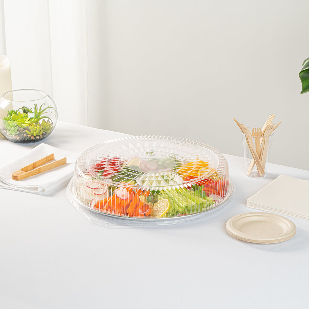 Foil Lux Round Clear Plastic Dome Lid - Fits 16" Catering Tray - 20 count box
