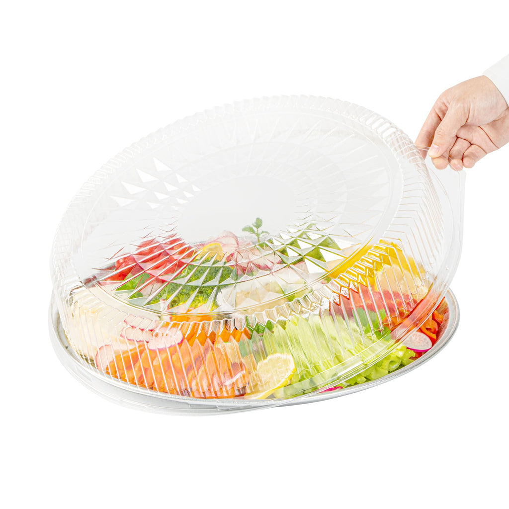 Foil Lux Round Clear Plastic Dome Lid - Fits 16" Catering Tray - 20 count box