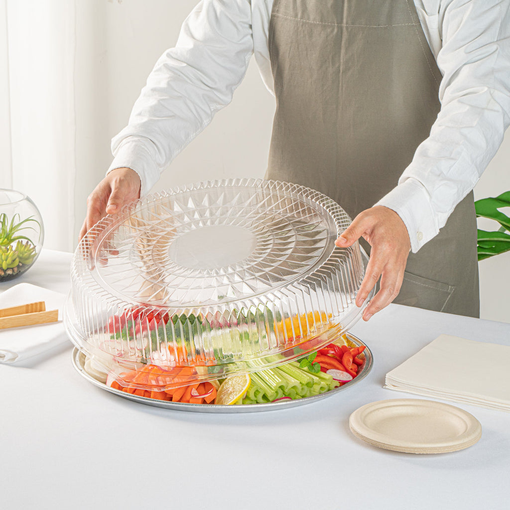 Foil Lux Round Clear Plastic Dome Lid - Fits 16" Catering Tray - 20 count box