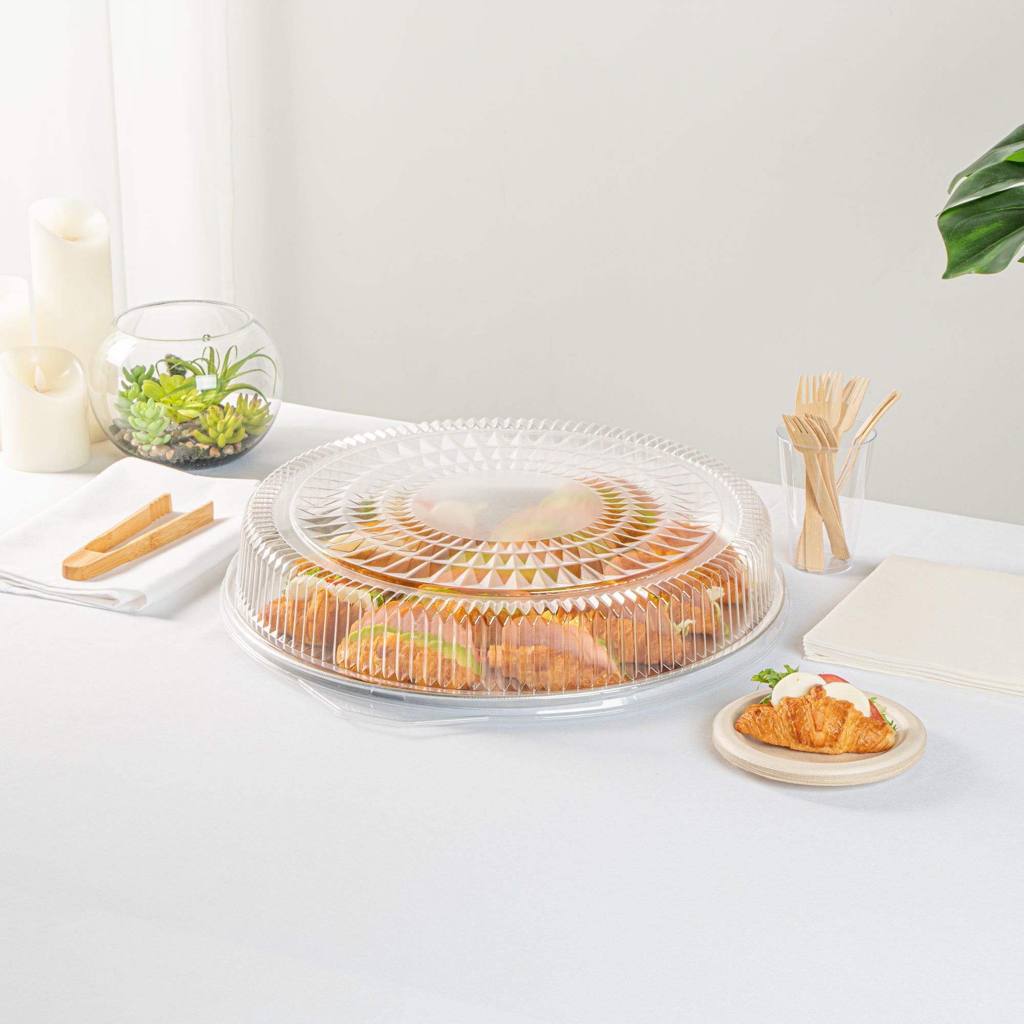 Foil Lux Round Clear Plastic Dome Lid - Fits 18" Catering Tray - 10 count box