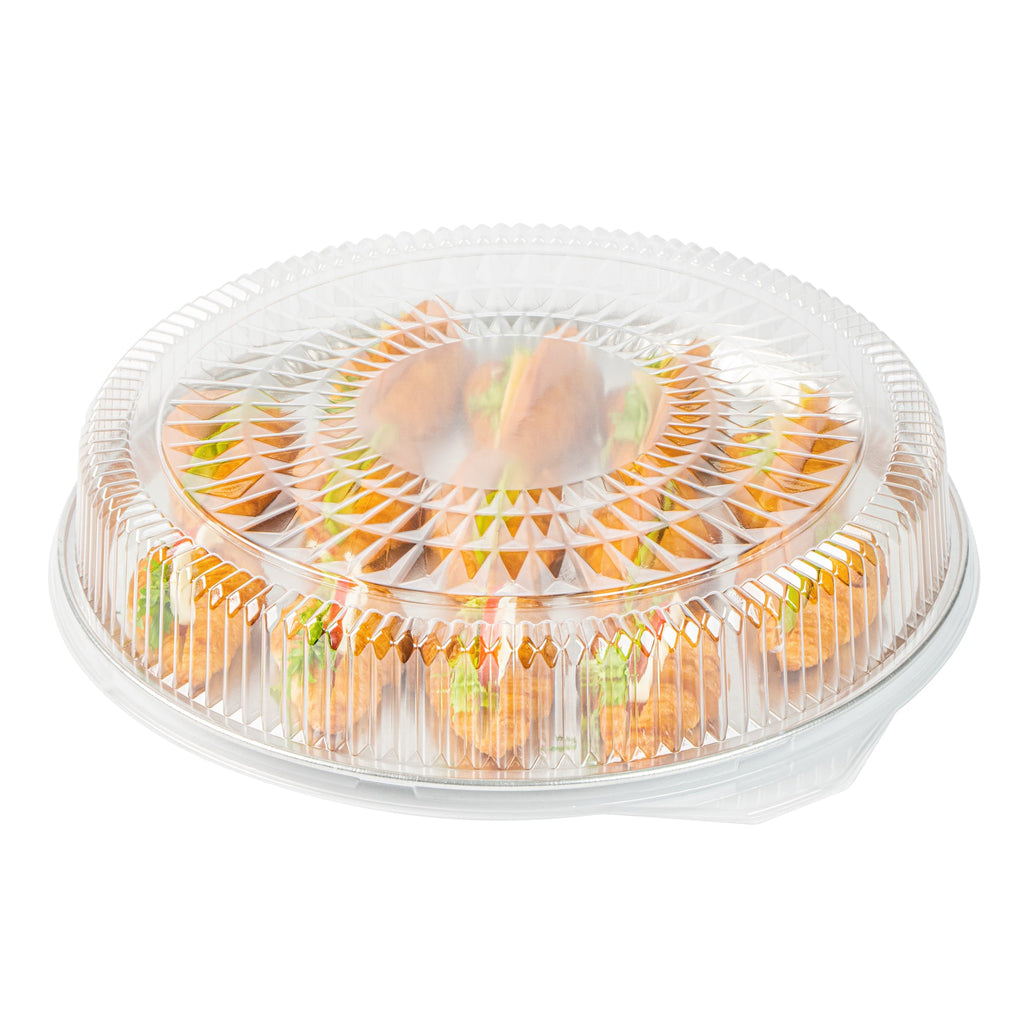 Foil Lux Round Clear Plastic Dome Lid - Fits 18" Catering Tray - 10 count box