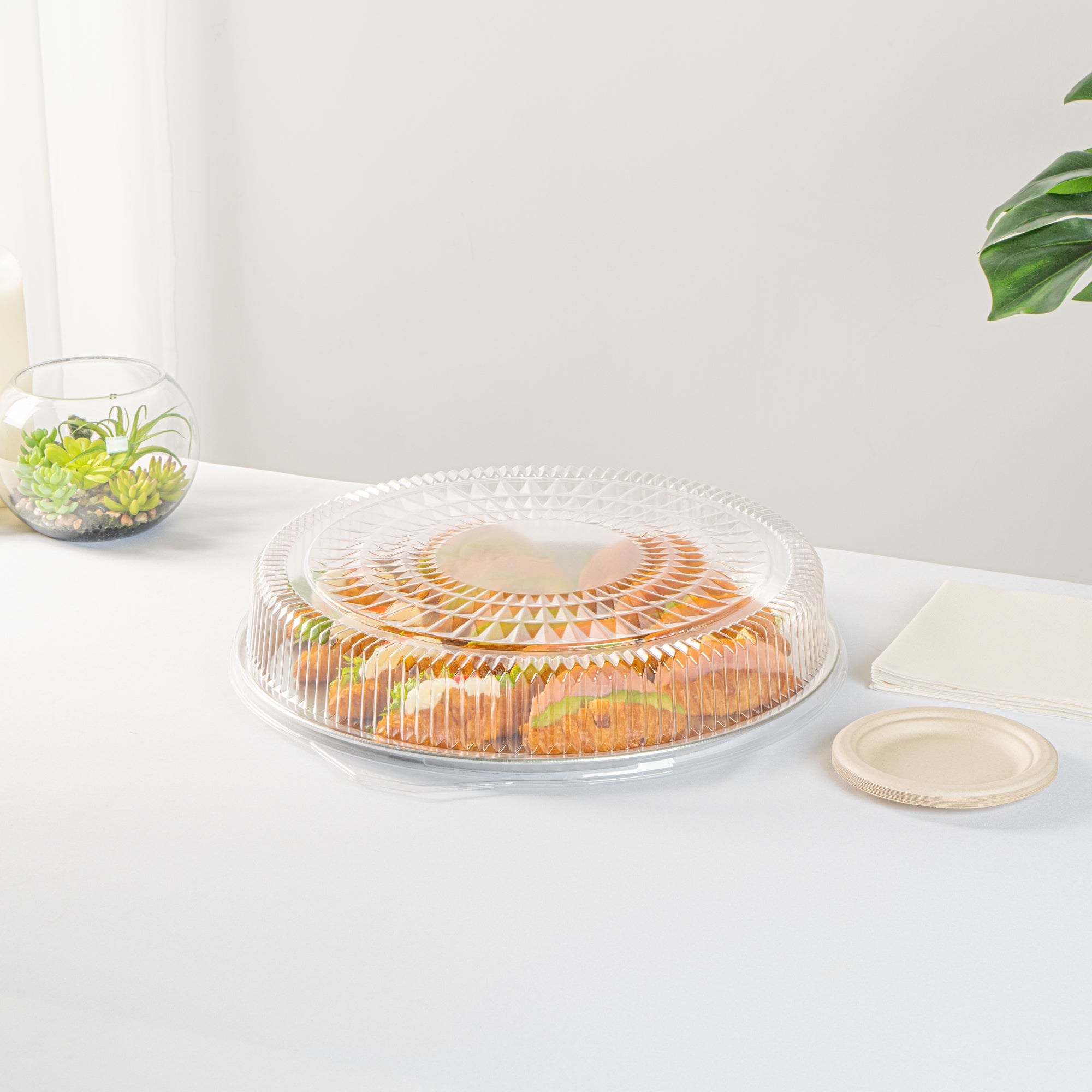 Foil Lux Round Clear Plastic Dome Lid - Fits 18" Catering Tray - 10 count box
