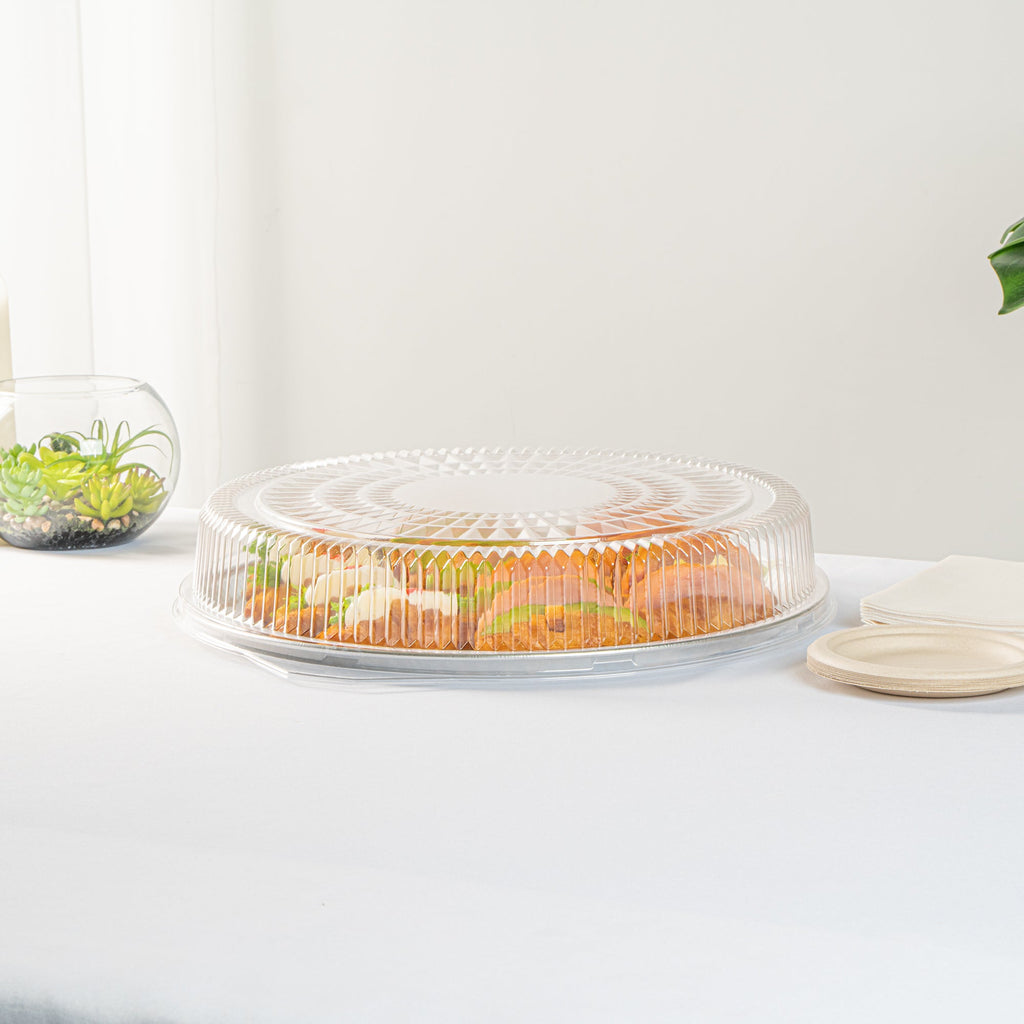Foil Lux Round Clear Plastic Dome Lid - Fits 18" Catering Tray - 10 count box