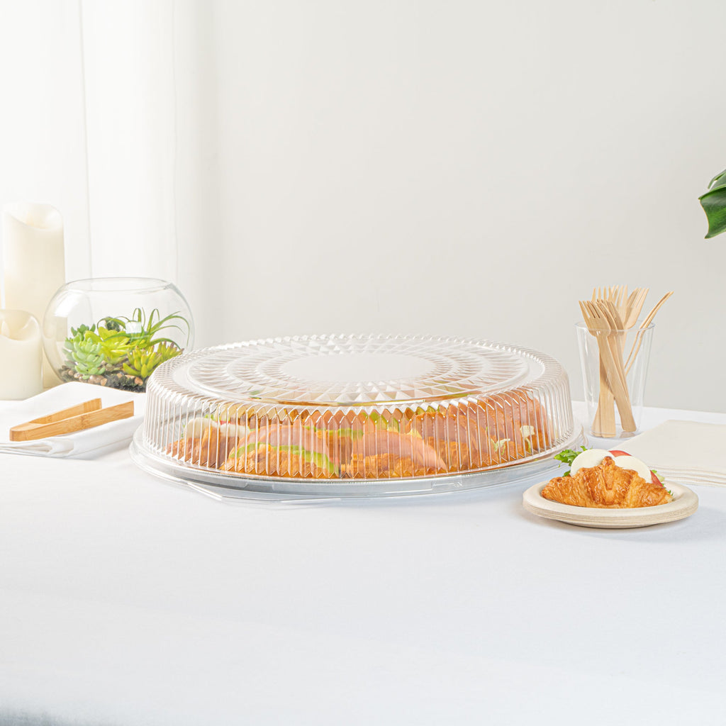 Foil Lux Round Clear Plastic Dome Lid - Fits 18" Catering Tray - 20 count box