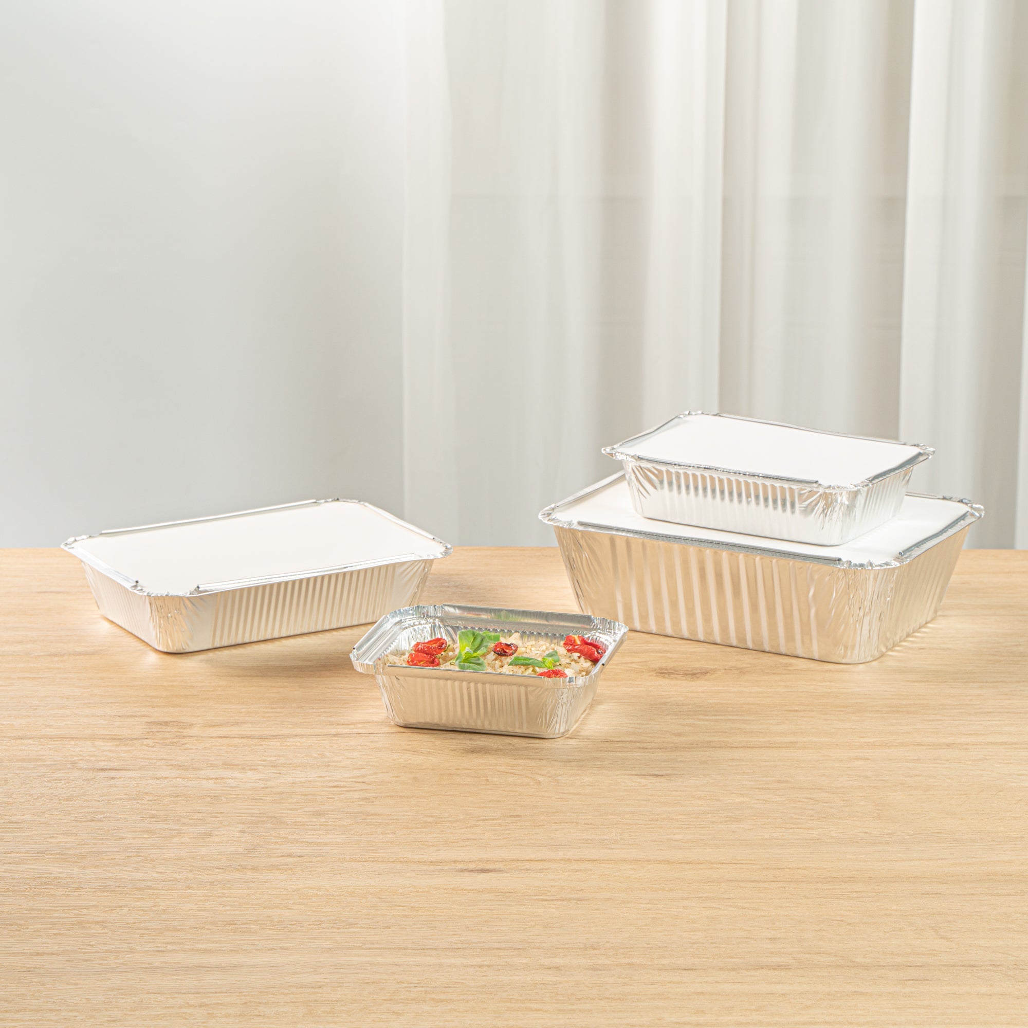 Foil Lux 1 lb Oblong Aluminum Container - 5 3/4" x 4 3/4" x 1 1/2" - 100 count box