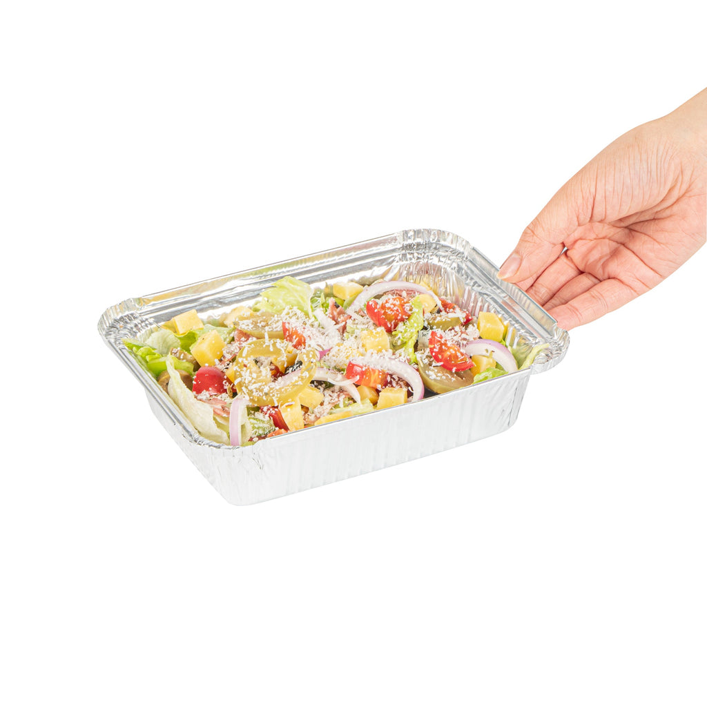 Foil Lux 1 1/2 lb Oblong Aluminum Container - 7 1/4" x 5 1/4" x 1 3/4" - 100 count box