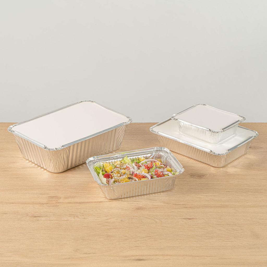 Foil Lux 1 1/2 lb Oblong Aluminum Container - 7 1/4" x 5 1/4" x 1 3/4" - 100 count box