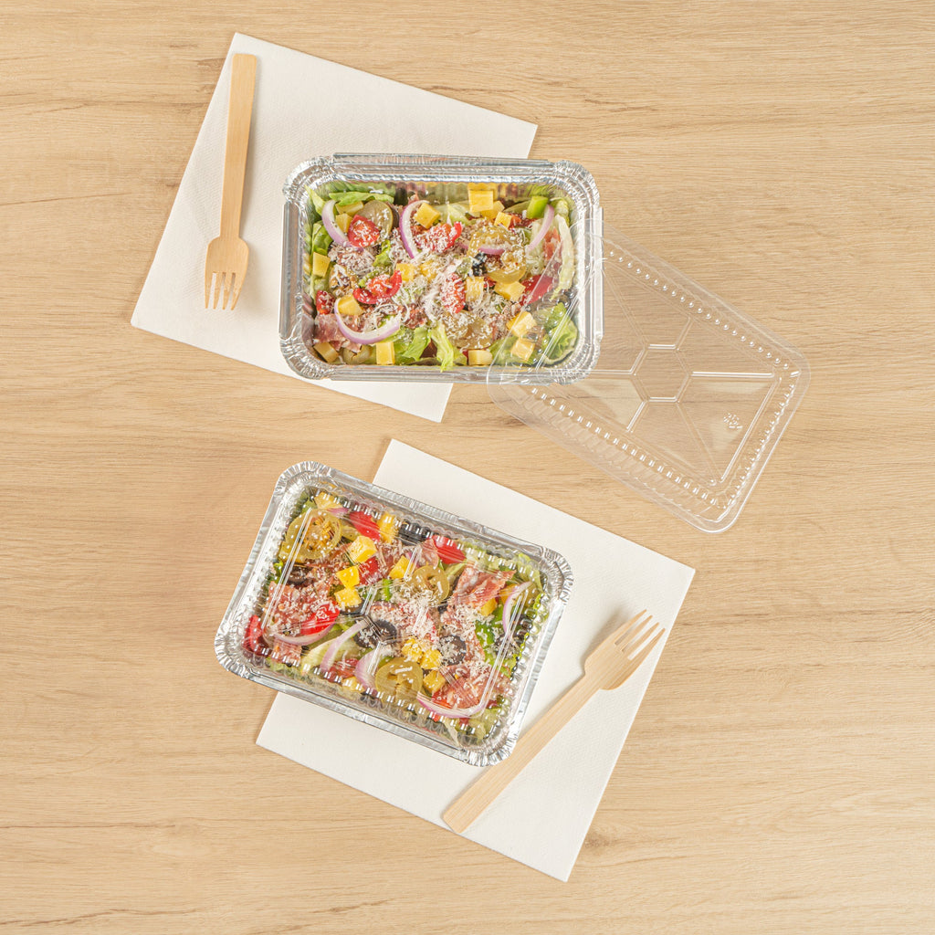 Foil Lux Oblong Clear Plastic Lid - Fits 1 1/2 lb Container - 100 count box