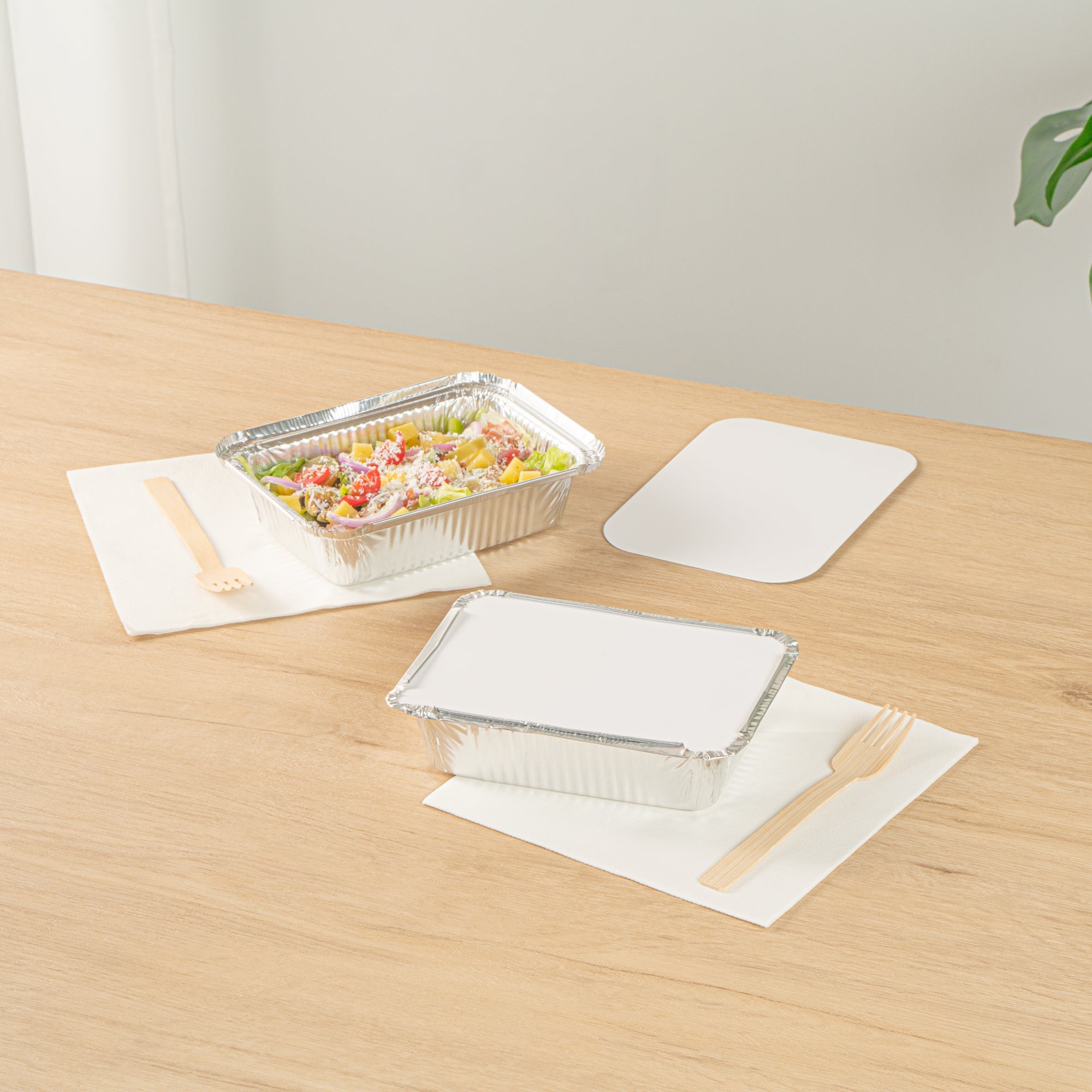 Foil Lux Oblong White Foil-Laminated Board Lid - Fits 1 1/2 lb Container - 100 count box