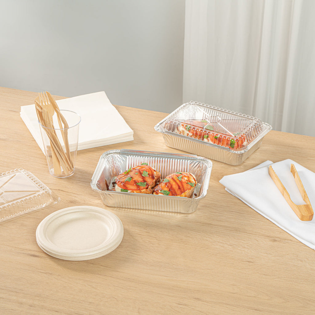 Foil Lux 2 1/4 lb Oblong Aluminum Container - 8 1/2" x 6 1/4" x 1 3/4" - 100 count box