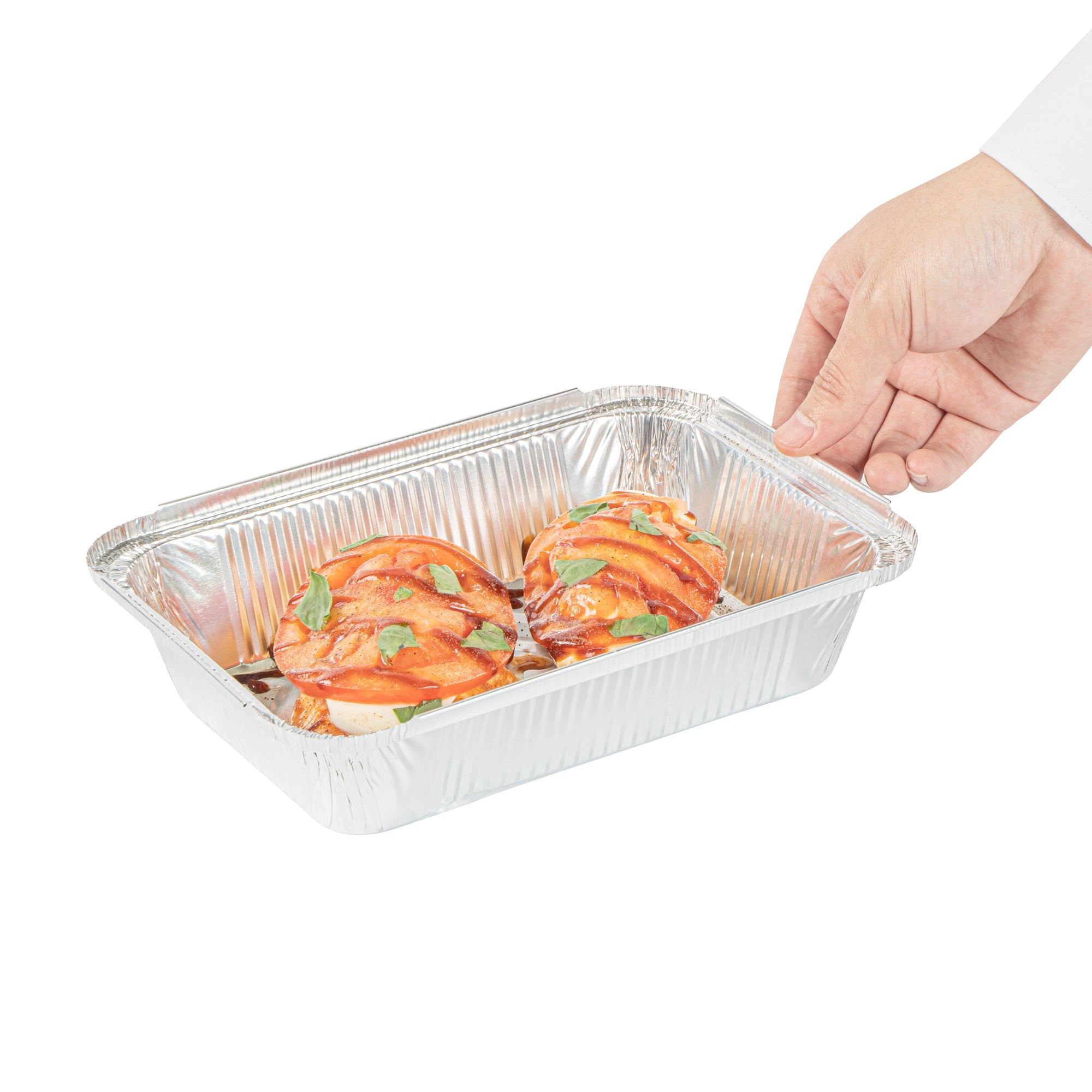 Foil Lux 2 1/4 lb Oblong Aluminum Container - 8 1/2" x 6 1/4" x 1 3/4" - 100 count box