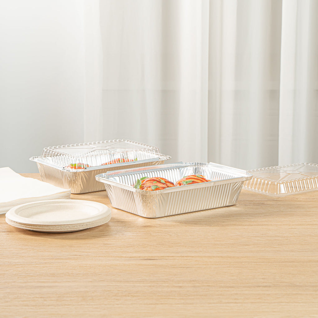 Foil Lux 2 1/4 lb Oblong Aluminum Container - 8 1/2" x 6 1/4" x 1 3/4" - 100 count box