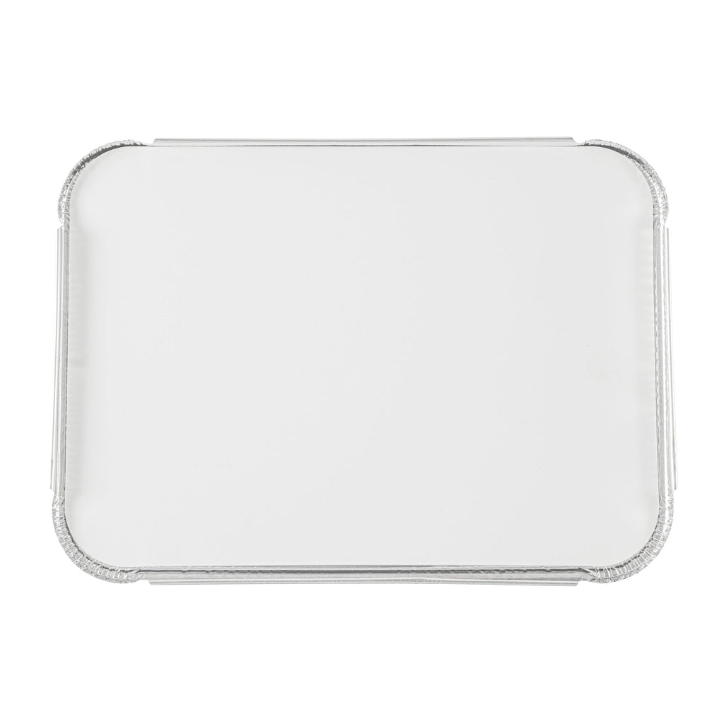 Foil Lux Oblong White Foil-Laminated Board Lid - Fits 2 1/4 lb Container - 100 count box