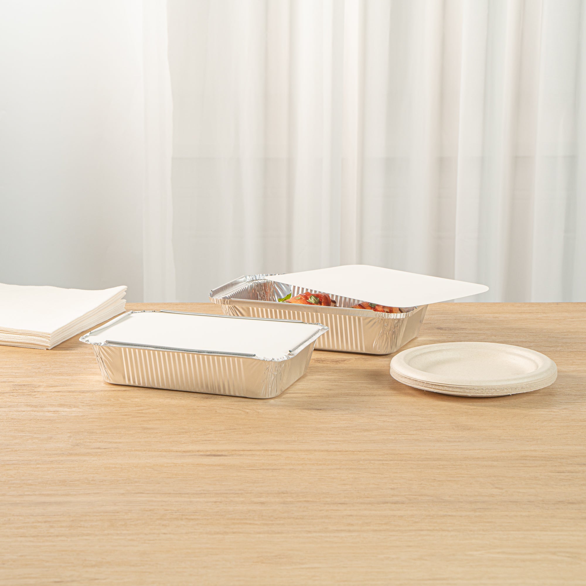Foil Lux Oblong White Foil-Laminated Board Lid - Fits 2 1/4 lb Container - 100 count box