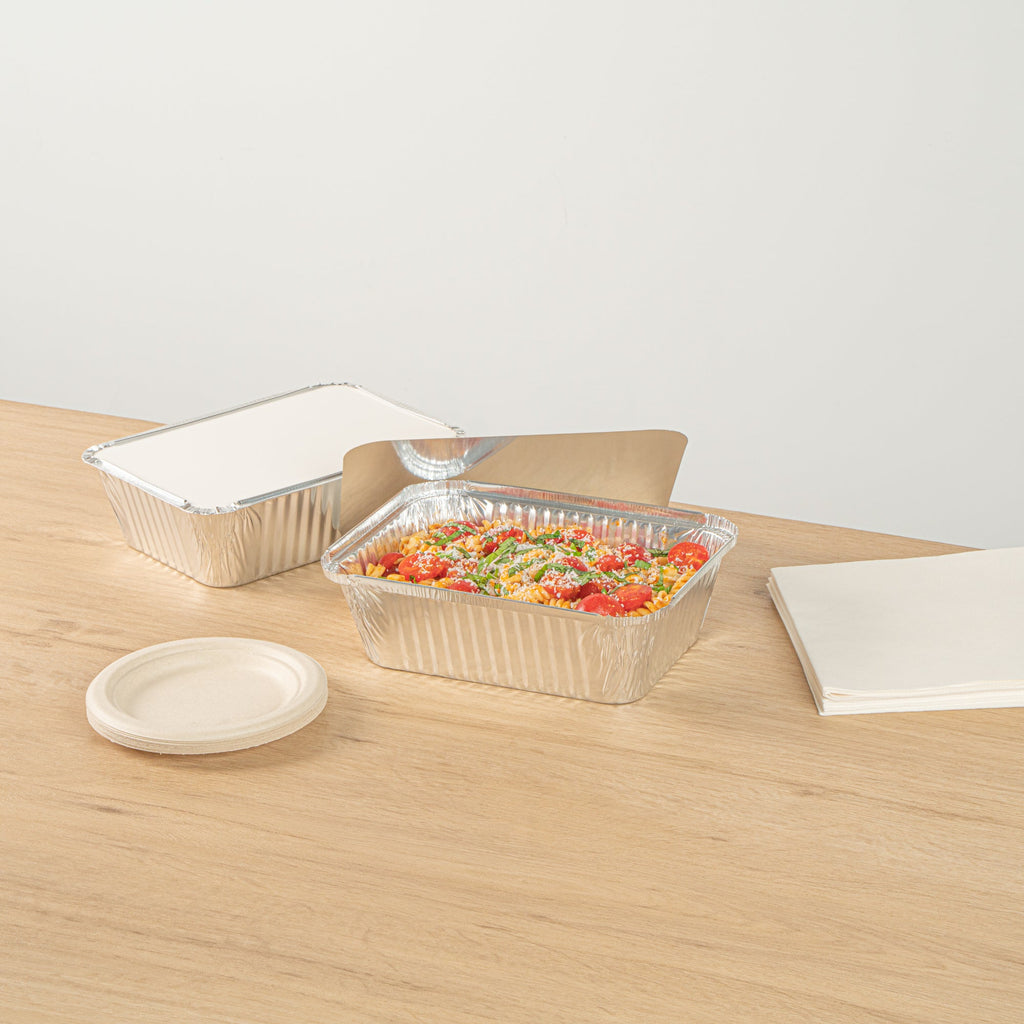 Foil Lux 5 lb Oblong Aluminum Container - 10" x 7" x 2 3/4" - 100 count box