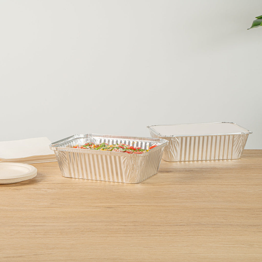 Foil Lux 5 lb Oblong Aluminum Container - 10" x 7" x 2 3/4" - 100 count box